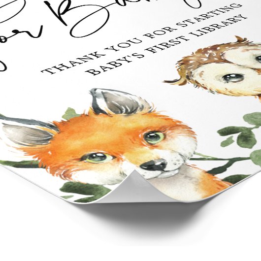 ウッドランドの小さな赤ちゃんシャワー本のベビーサイン ポスター (角)