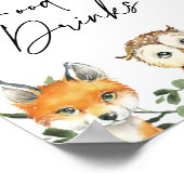 ウッドランドの小さな赤ちゃんシャワー食品とドリンクの看板 ポスター (角)