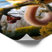 ウッドランドの木に飾り立てたヘイゼルヤマネ ポスター (角)