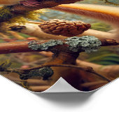 ウッドランドの木に飾り立てたヘイゼルヤマネ ポスター (角)