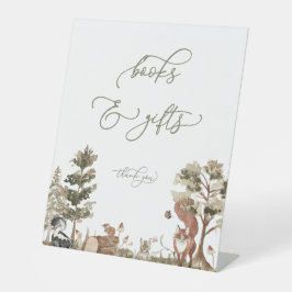 ウッドランドの本とギフト赤ちゃんシャワーのサイン 台座サイン