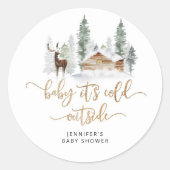 ウッドランドの森のベビーは外の寒さ ラウンドシール (正面)