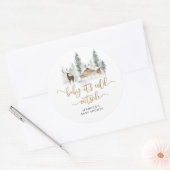 ウッドランドの森のベビーは外の寒さ ラウンドシール (封筒)