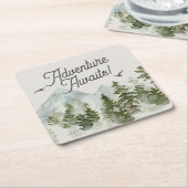 ウッドランドの森の冒険が待ち受ける スクエアペーパーコースター (アングル)