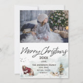 ウッドランドの森の切り取りクマ写真メリークリスマス シーズンカード (正面)