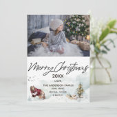 ウッドランドの森の切り取りクマ写真メリークリスマス シーズンカード (スタンド正面)