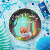 ウッドランドの森の友人かわいいベビーフォックスの誕生日 ペーパープレート (パーティー)