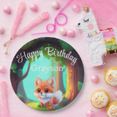 ウッドランドの森の友人かわいいベビーフォックスの誕生日 ペーパープレート (パーティー)