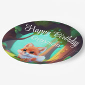 ウッドランドの森の友人かわいいベビーフォックスの誕生日 ペーパープレート (アングル)