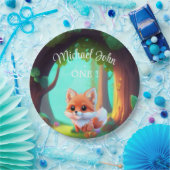 ウッドランドの森の友人かわいいベビーフォックスの誕生日 ペーパープレート (パーティー)