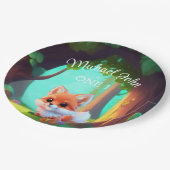 ウッドランドの森の友人かわいいベビーフォックスの誕生日 ペーパープレート (アングル)