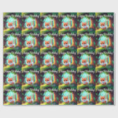 ウッドランドの森の友人かわいいベビーフォックスの誕生日 ラッピングペーパー (フラット)