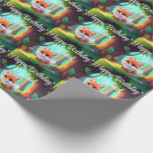 ウッドランドの森の友人かわいいベビーフォックスの誕生日 ラッピングペーパー (角)