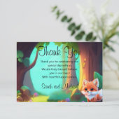 ウッドランドの森の友人かわいいベビーフォックス サンキューカード (スタンド正面)