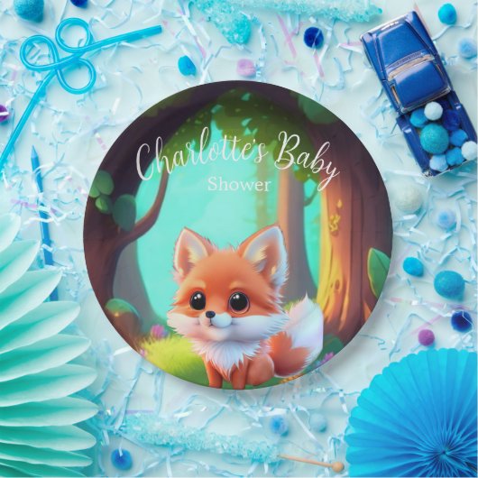 ウッドランドの森の友人かわいいベビーフォックス ペーパープレート (パーティー)