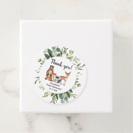 ウッドランドの森の友人の動物の誕生日感謝していあなた フェイバータグ (インサイチュ)