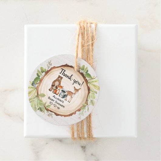 ウッドランドの森の友人の素朴な赤ちゃんシャワー フェイバータグ (インサイチュ)