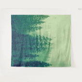 ウッドランドの森の松の木の壁画 | 壁 タペストリー (正面(横))