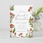 ウッドランドの森の水の色結婚キノコ 招待状 (スタンド正面)