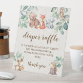 ウッドランドの森の赤ちゃんシャワーおむつラッフルサイン 台座サイン (インサイチュ)