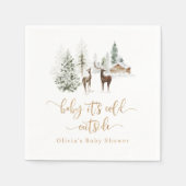 ウッドランドの森の鹿の冬の赤ちゃんシャワー スタンダードカクテルナプキン (正面)