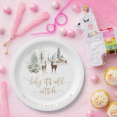 ウッドランドの森の鹿の冬の赤ちゃんシャワー ペーパープレート (パーティー)