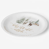 ウッドランドの森の鹿の冬の赤ちゃんシャワー ペーパープレート (アングル)