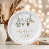 ウッドランドの森の鹿の冬の赤ちゃんシャワー ペーパープレート