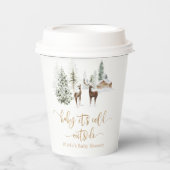 ウッドランドの森の鹿の冬の赤ちゃんシャワー 紙コップ (正面)