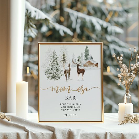 ウッドランドの森の鹿の居心地の良い母さバーポスター ポスター