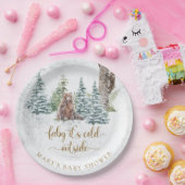 ウッドランドの森は冬の赤ちゃんシャワーを持つ ペーパープレート (パーティー)