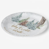 ウッドランドの森は冬の赤ちゃんシャワーを持つ ペーパープレート (アングル)