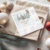 ウッドランドの森は冬の赤ちゃんシャワーを持つ 縁ありカクテルナプキン