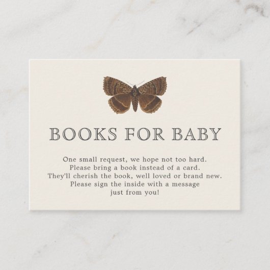 ウッドランドの植物学書で赤ちゃんシャワー用 エンクロージャーカード (正面)