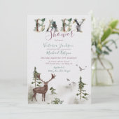 ウッドランドの水彩林のベビーシャワー 招待状 (スタンド正面)
