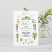 ウッドランドの水彩森林動物の赤ちゃんシャワー 招待状 (スタンド正面)