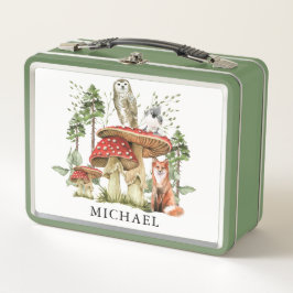 ウッドランドの生き物のキノコ林 メタルランチボックス