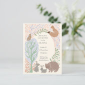 ウッドランドの生き物の動物の赤ちゃんシャワーの招待 ポストカード (スタンド正面)