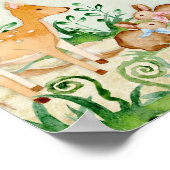 ウッドランドの生き物の動物の鹿キツネうさぎフクロウのアート ポスター (角)