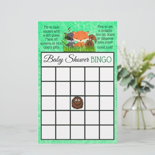 ウッドランドの生き物をテーマにした赤ちゃんシャワーゲーム (スタンド正面)