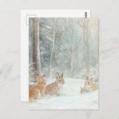 ウッドランドの生き物ウサギ ポストカード (正面/裏面)