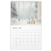 ウッドランドの生き物：自然アート カレンダー (2月 2027)