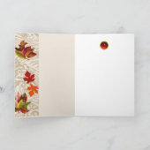 ウッドランドの紅葉の間のフクロウ シーズンカード (内部)