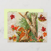 ウッドランドの紅葉の間のフクロウ ポストカード (正面/裏面)