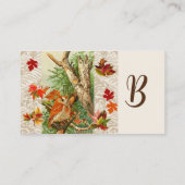 ウッドランドの紅葉の間のフクロウ 名刺 (裏面)