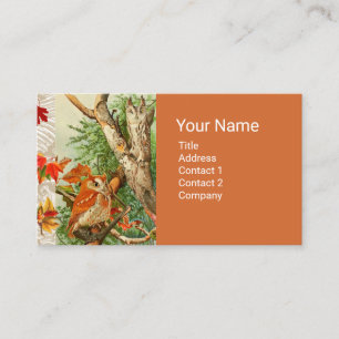 ウッドランドの紅葉の間のフクロウ 名刺