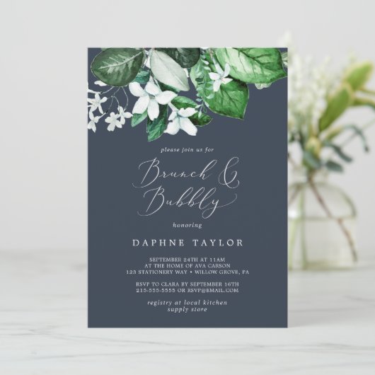ウッドランドの緑 |ネイビーブルーブランチとバブリー 招待状 (スタンド正面)