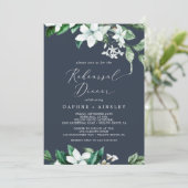 ウッドランドの緑 |ネイビーブルーリハーサルディナー 招待状 (スタンド正面)