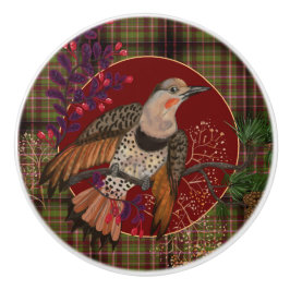 ウッドランドの葉とノーザンフリッカ セラミックノブ