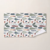 ウッドランドの葉と葉のパターン バスタオルセット (ハンドタオル)